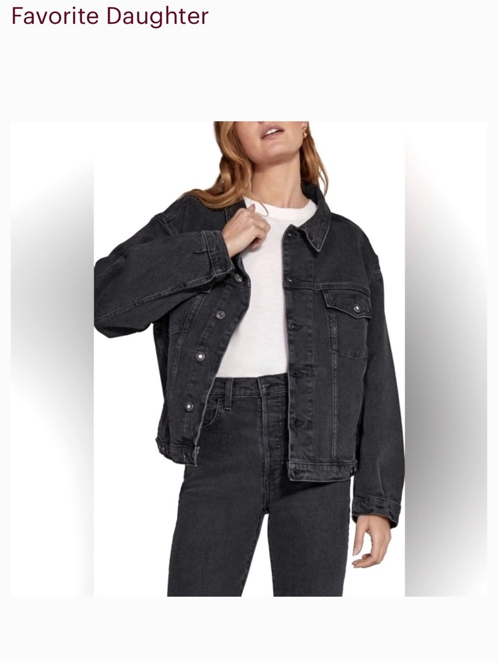 Favorite Daughter Women's Washed Black Denim Jacket Size M